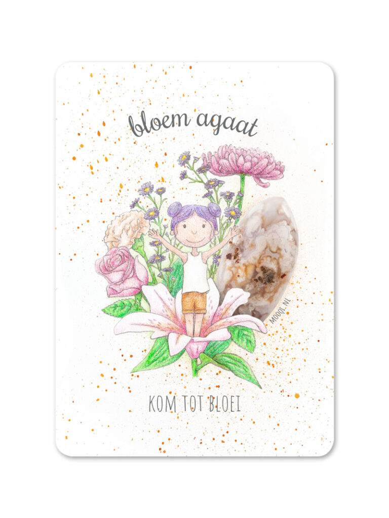 edelsteen minikaart bloem agaat