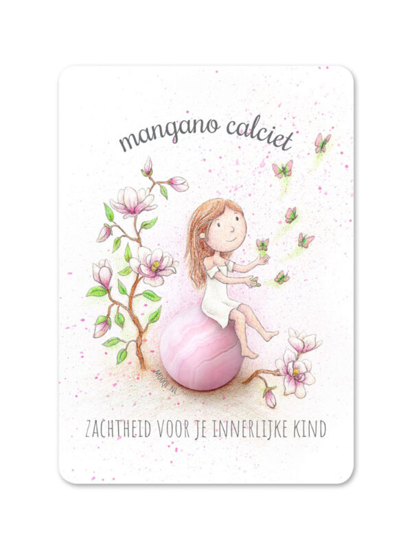 Edelsteen kaartje mangano calciet