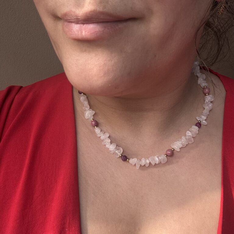 Edelsteen ketting rozenkwarts
