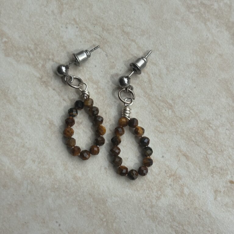 Druppel oorbel | Tijgeroog