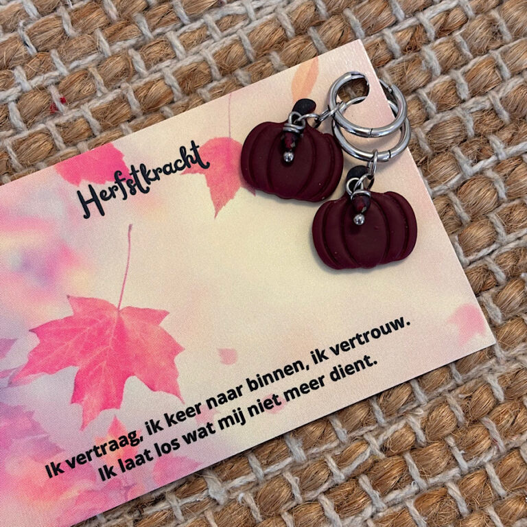 Pompoen oorbellen granaat