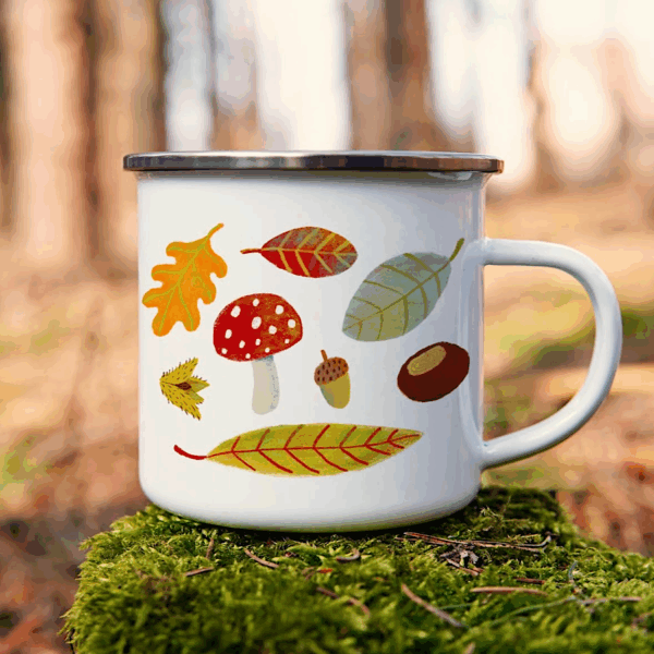 Emaille beker autumn finds