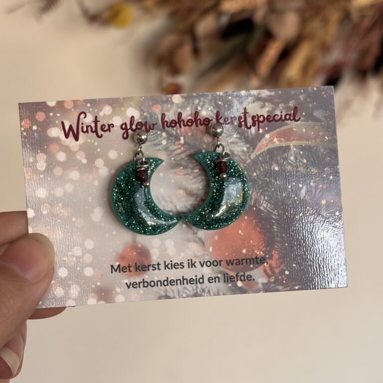 Maan oorbellen groen