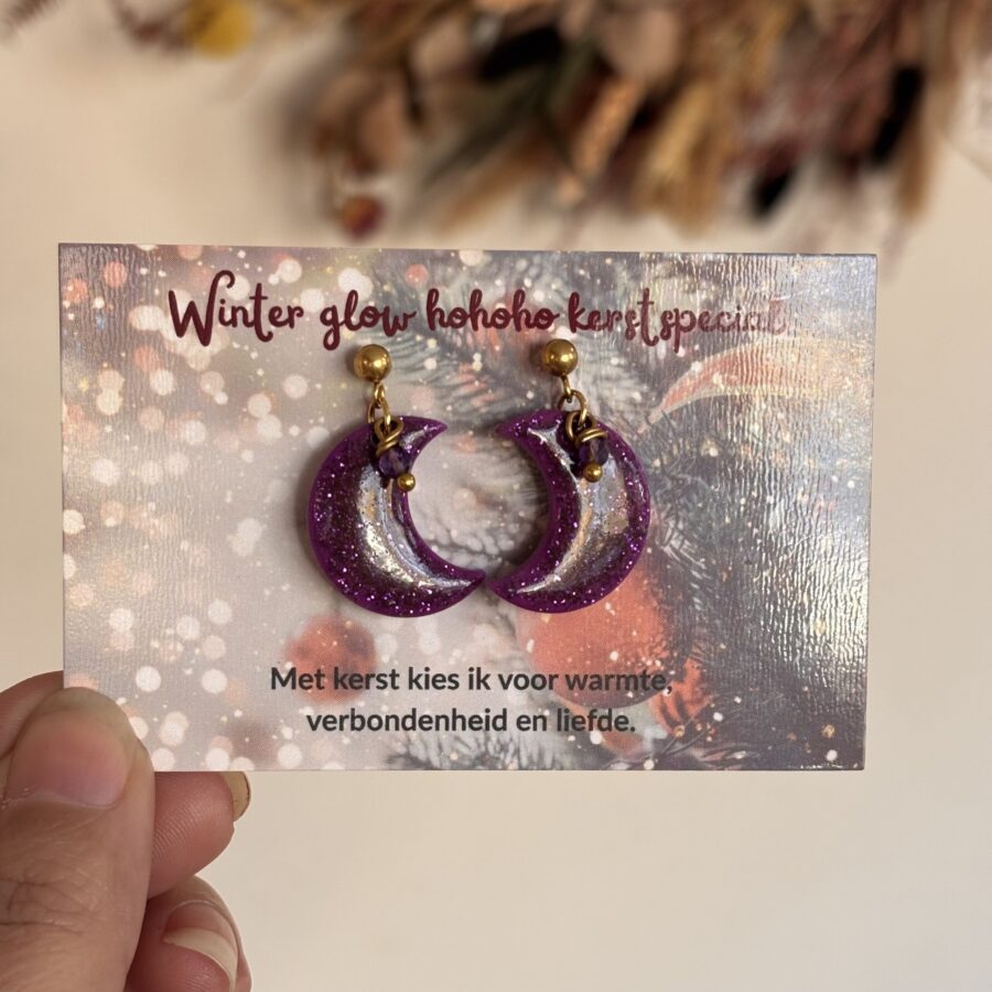 Maan  oorbellen paars