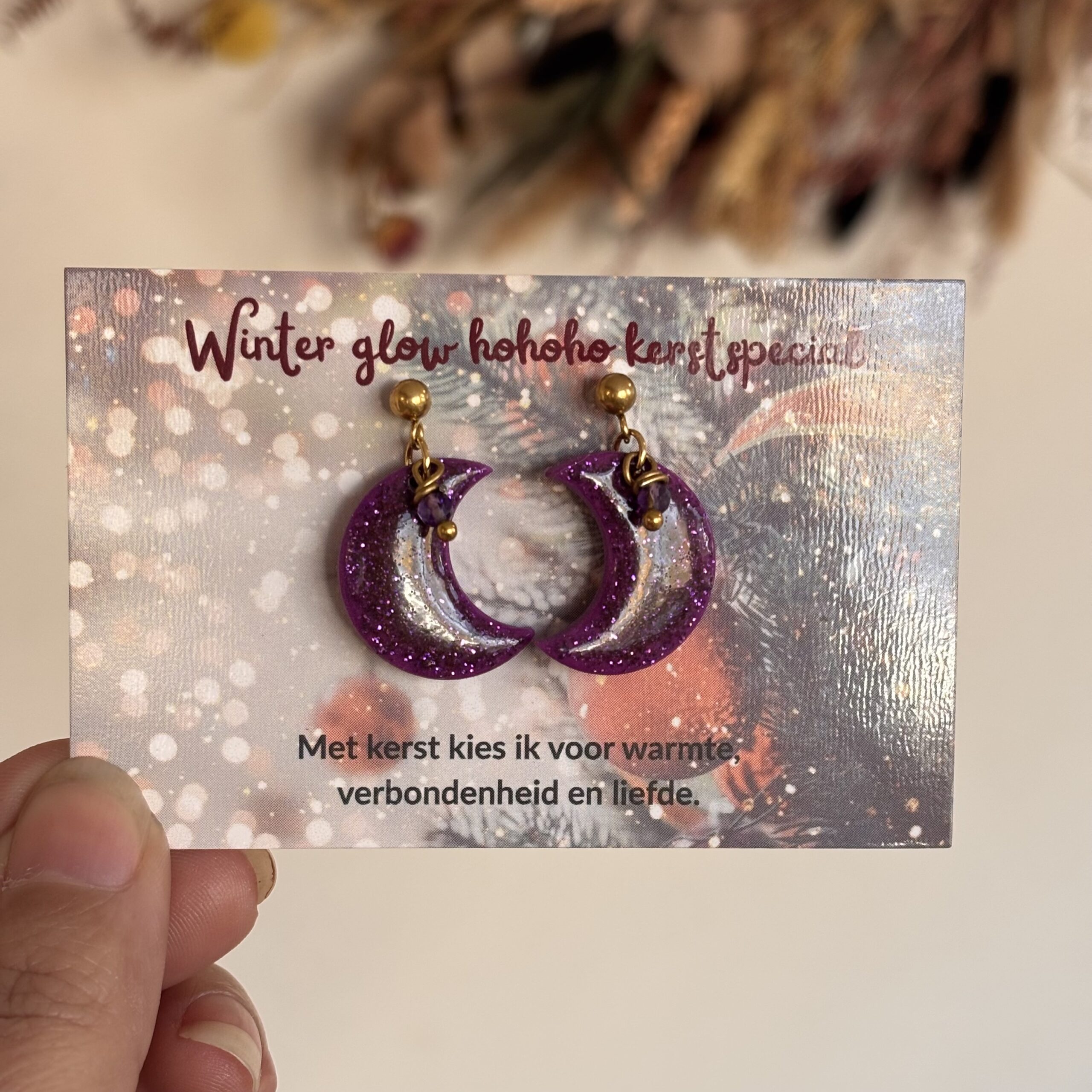 Maan  oorbellen paars