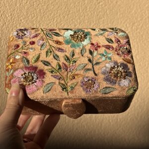 Opbergdoosje beige met bloemen