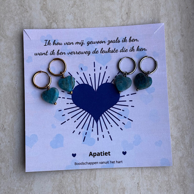 Oorbellen met edelstenen – Ik hou van mij | Apatiet