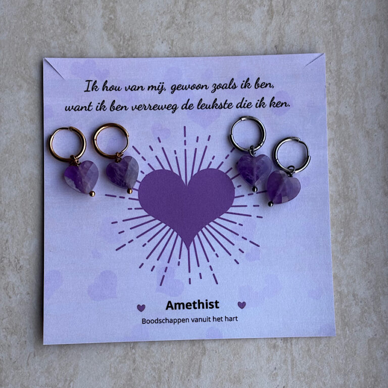 Oorbellen met edelstenen – Ik hou van mij | Amethist